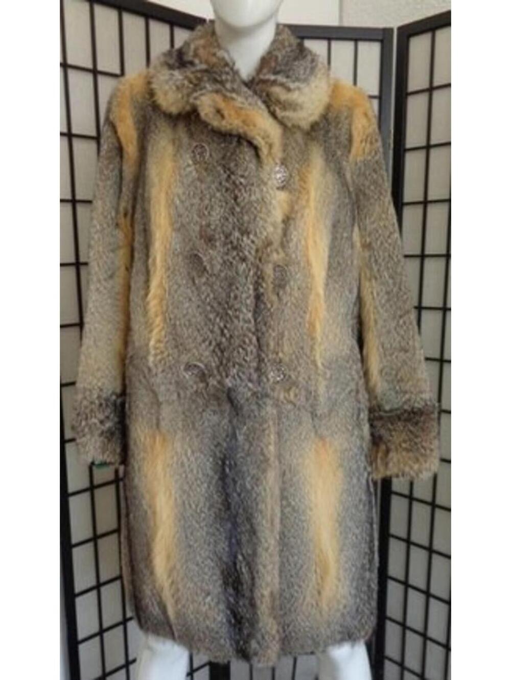 Mint Natural American Gray Fox Fur Coat Jacket Women Woman Sz6-8 New Lining